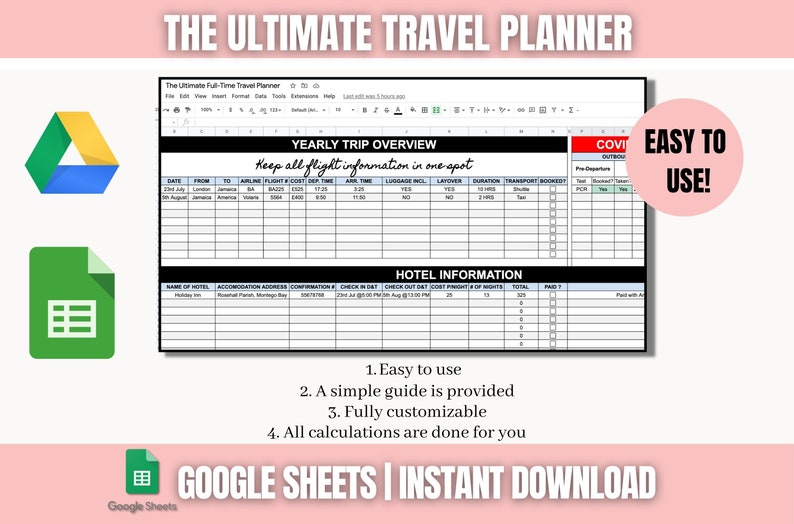Travel tracker Spreadsheet Travel itinerary digital expense Tracker World Map Travel spending spreadsheet for full-time travel brain dump Travel tracker Spreadsheet Travel itinerary digital expense Tracker World Map Travel spending spreadsheet for full-time travel brain dump - Image 3