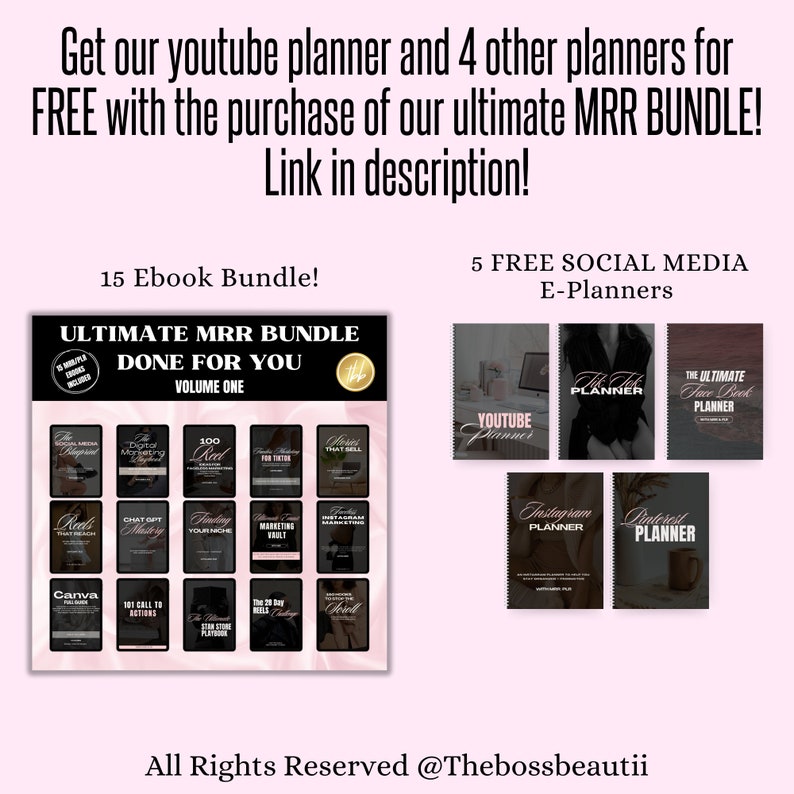 MRR Boss Babe Youtuber PLR Planners, Ebook Done For You Master Resell Rights, Business Bundle Kit, Private Label Rights Edit in Canva MRR Boss Babe Youtuber PLR Planners, Ebook Done For You Master Resell Rights, Business Bundle Kit, Private Label Rights Edit in Canva - Image 3