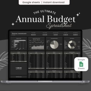 Annual & Monthly Budget Spreadsheet, Google sheets template, Annual Planner, Financial Planner, Yearly Budget, Annual Spreadsheet