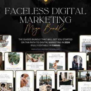 Faceless Digital Marketing Guides Bundle, MRR PLR for Passive Income, Canva Editable, Faceless Instagram, TikTok Marketing, Digital Products