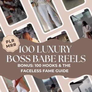100 Luxury Boss Babe Reels Bundle, Faceless Marketing, Social Media Manager, Master Resell Rights, PLR Digital Products, Passive Income,MRR