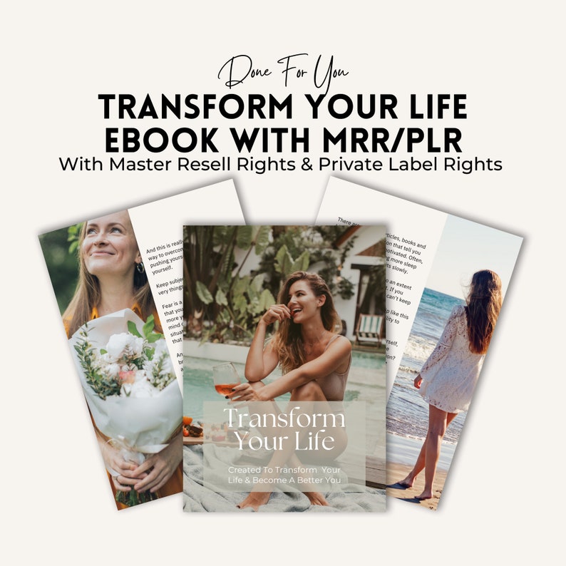 Transform Your Life eBook Master Resell Rights | Mindset for Success | Entrepreneur eBook | Women in Business | PLR Editable Canva Template.