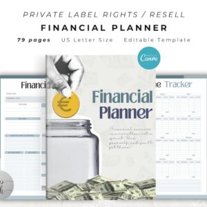 PLR / Resell Financial Planner Commercial Use Printable and Editable Budget Planner, Finance Planner Savings Tracker Financial Goals