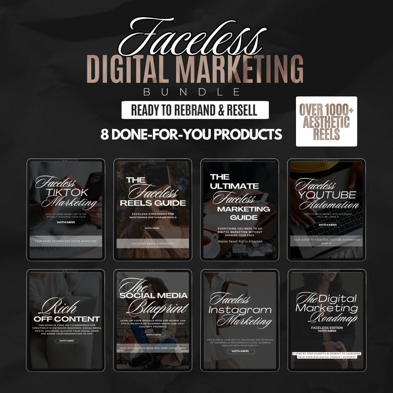 Ultimate Faceless Marketing Bundle With MRR Faceless Digital Marketer MRR Guide PLR Faceless Starter Kit Master Resell Rights Education