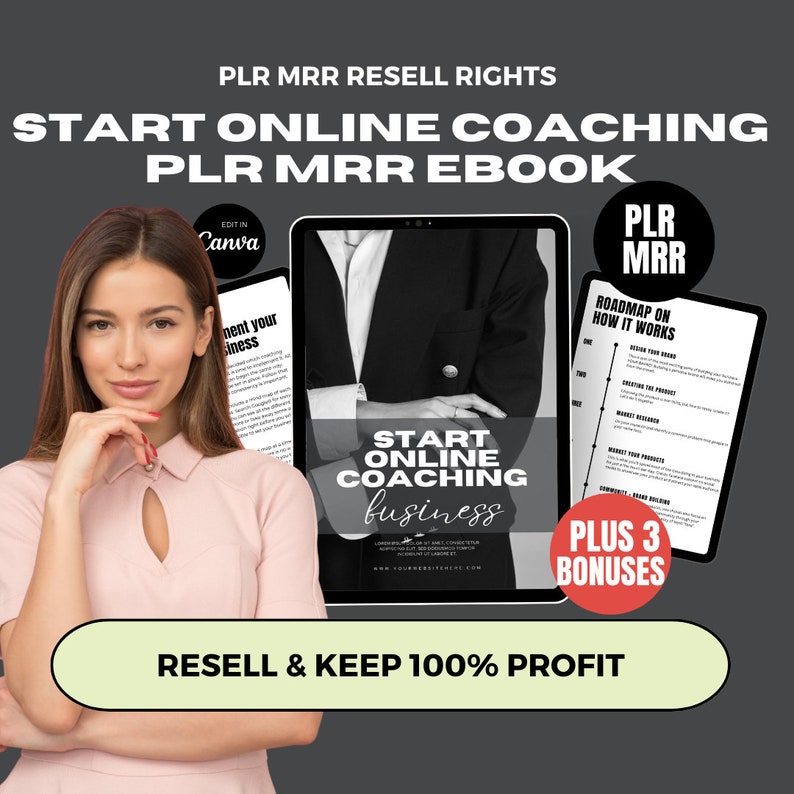 PLR Business Coaching Done For You Lead Magnet, Ready to Resell eBook MRR PLR, Private Label Rights Master Resell Right Canva Template Guide