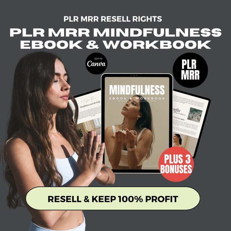 MRR PLR eBook Mental Health, Mindfulness eBook Private Label Rights, Master Resell Rights, Done for You Lead Magnet Mindfulness Meditation