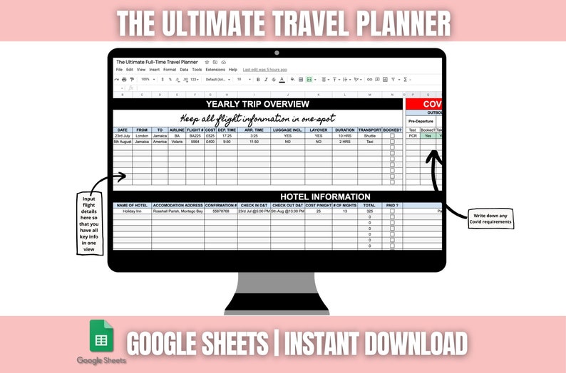 Travel tracker Spreadsheet Travel itinerary digital expense Tracker World Map Travel spending spreadsheet for full-time travel brain dump Travel tracker Spreadsheet Travel itinerary digital expense Tracker World Map Travel spending spreadsheet for full-time travel brain dump - Image 4