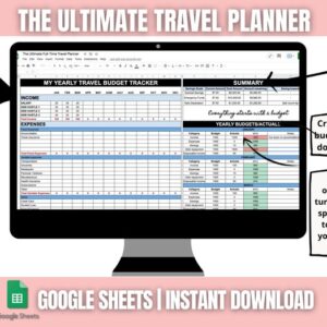 Travel tracker Spreadsheet Travel itinerary digital expense Tracker World Map Travel spending spreadsheet for full-time travel brain dump