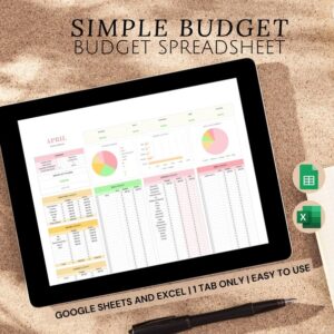Beginner Friendly Monthly Budget Spreadsheet, Excel Google Sheets Template, Weekly BiWeekly Financial Tracker, Personal Finances Management