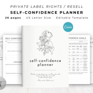PLR / Resell Self-Confidence Planner for Commercial Use, Printable and Editable Template, Self-Care Planner, Self-Love Planner, Self-Esteem