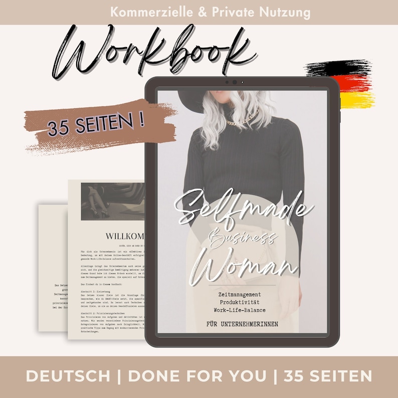 Workbook Selfmade Business Woman Deutsch | E-Book Online Business managen inkl. kommerzieller Nutzung | Done For You Selbstcoaching Ebook