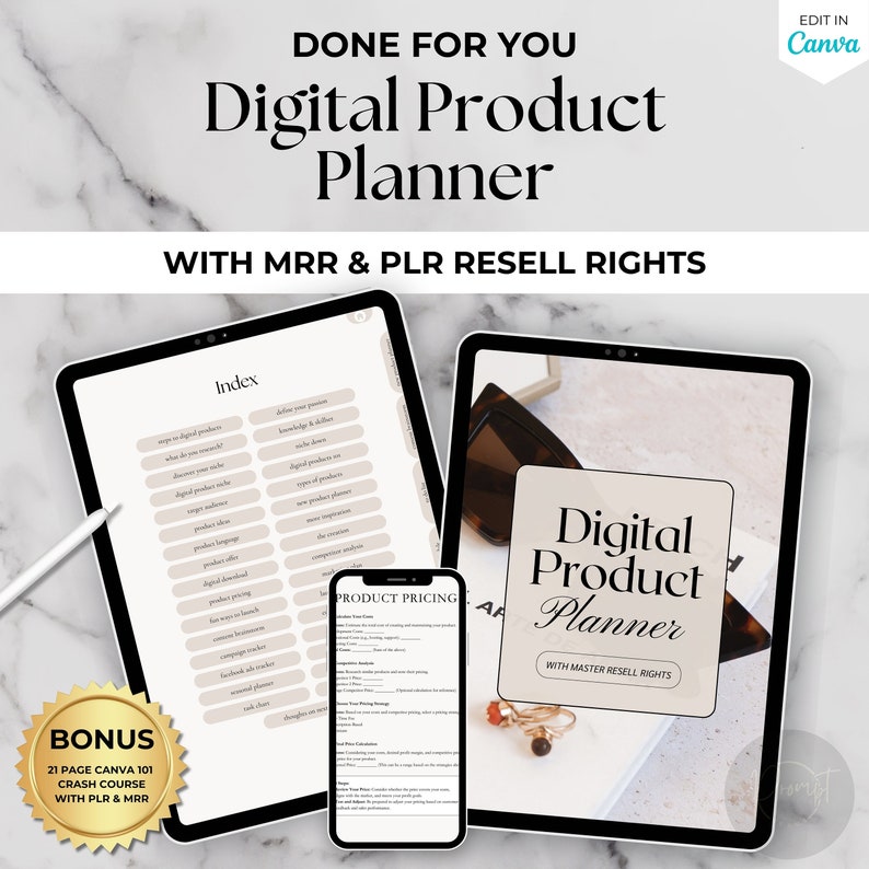 Digital Product Planner with Master Resell Rights and Private Label Rights (PLR) Resell Planner, Small Business MRR, Digital Marketing