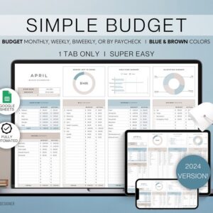 Budget Planner for Google Sheets | Monthly Budget Spreadsheet | Paycheck Budget Tracker | Weekly Budget Template, Biweekly Budget, Budgeting