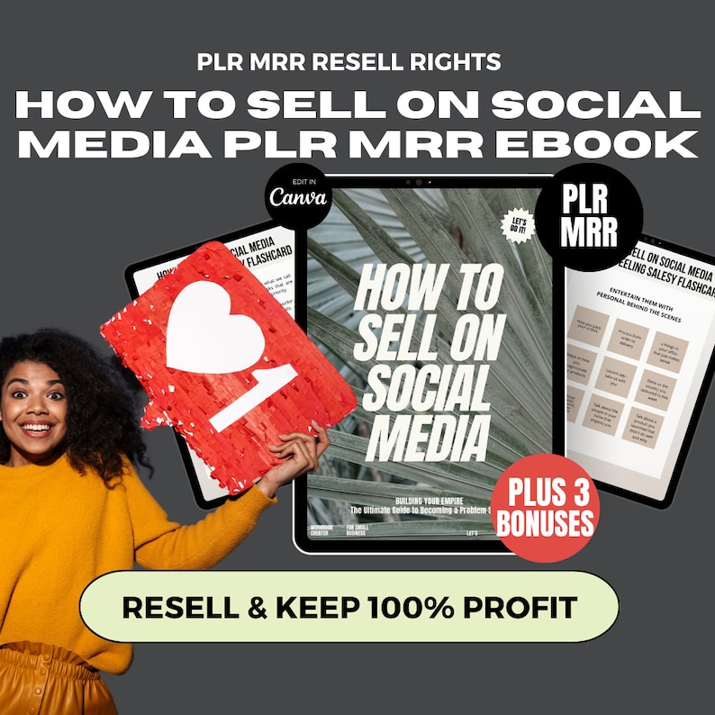 PLR Sell on Social Media Guide, Instagram Marketing, MRR Business Marketing, Done for You Lead Magnet, Resell Rights, PLR Digital Products