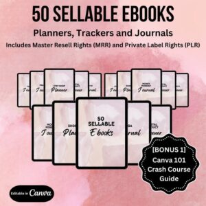 50+ MRR PLR Ebooks Editable Journals, Trackers and Planners Ideal for Passive Income with Master Resell Rights and Private Label Rights