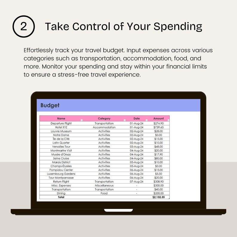 Travel Planner for Excel, Travel Itinerary and Budget Cost, Travel Journal Organizer, Vacation Planner, Travel Spreadsheet, Digital Download Travel Planner for Excel, Travel Itinerary and Budget Cost, Travel Journal Organizer, Vacation Planner, Travel Spreadsheet, Digital Download - Image 3