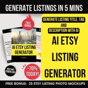 AI  Listing Generator, AI Prompt to Generate  Listing, ChatGPT Prompt for  Listing, Listing Title Tags and Description Generator