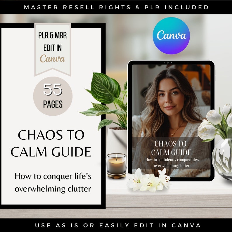Master Resell Rights MRR Chaos to Calm eBook, Done For You Guide for Wellbeing Mindset Confidence, Coaching, Private Label Rights PLR