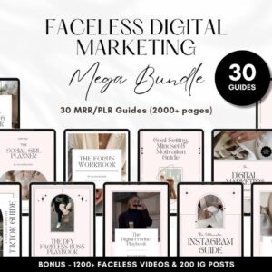 30 Faceless Digital Marketing MRR Products, Digital Marketing, Woman Digital Marketing, Faceless Marketing, DFY, Master Resell Rights