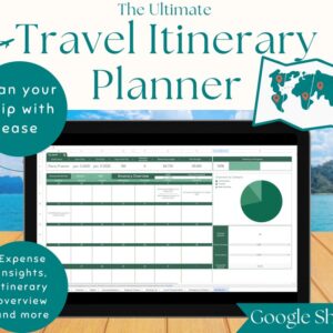 Travel Itinerary Template Google Sheets Travel Planner Trip Itinerary Vacation Planner Travel Organizer Travel Budget Digital Travel Planner