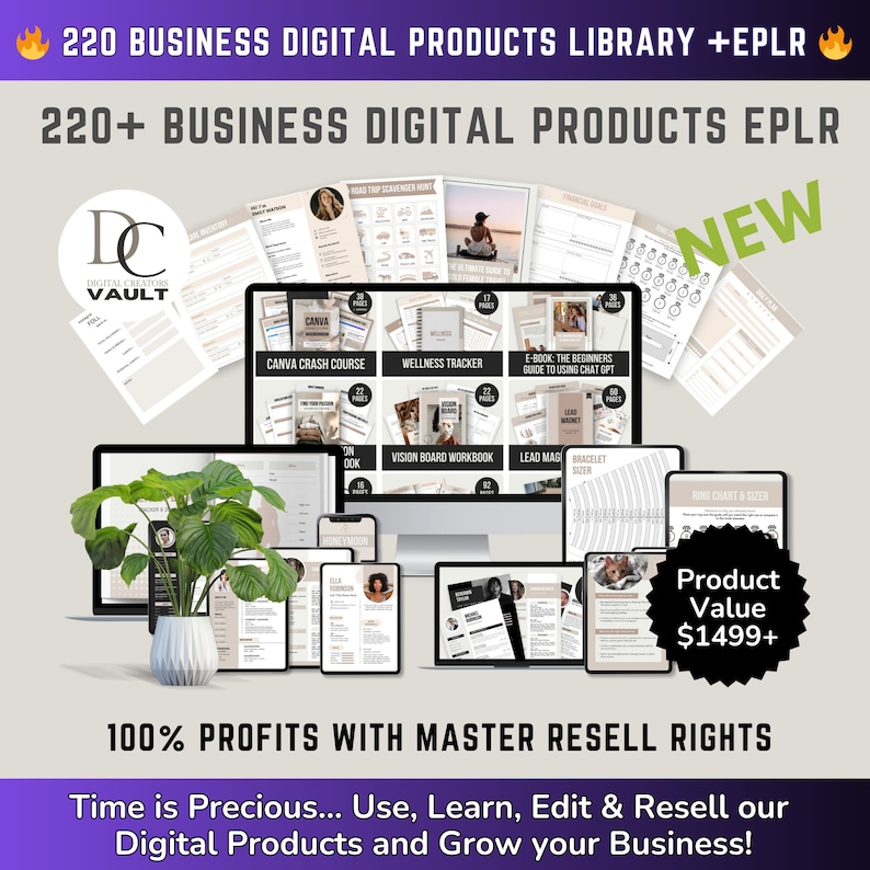 220 Business Digital Products Library - Work from home like a boss digital products business - Extended PLR