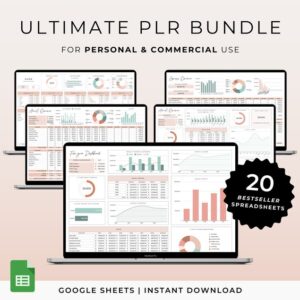 PLR Digital Products Bundle, PLR Spreadsheet, Master Resell Rights, Private Label Budget Spreadsheet, PLR Templates, Planner, Google Sheets