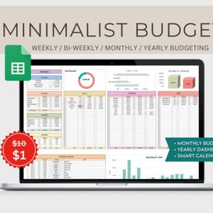 Excel Monthly Savings and Expenses Budget Spreadsheet, Weekly Income Bills Debt Tracker for Personal Financial Organizer Biweekly Template