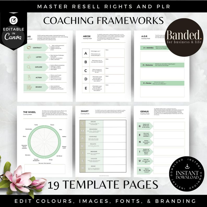 Coaching Tool Templates with Master Resell Rights MRR and PLR, Coaching Worksheet and Brandable Toolkit, Perfect for Coaching Business