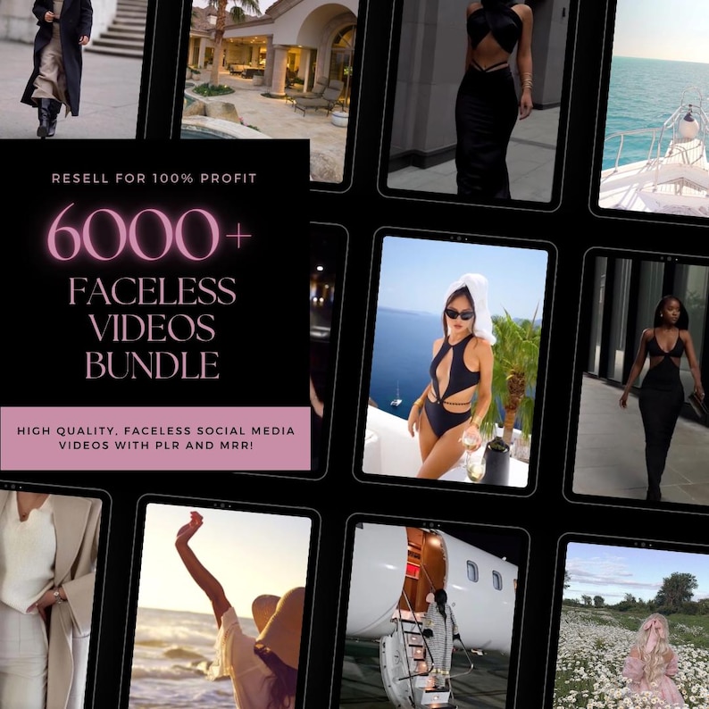 6000 faceless videos, reels, stories, digital marketing, MRR, PLR, DFY, Canva templates for instagram, social media, affiliate, faceless