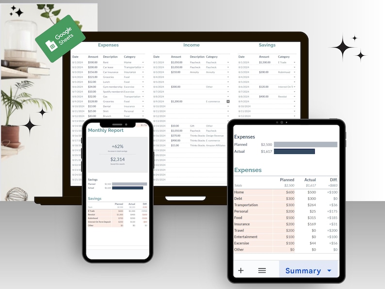Monthly Budget Spreadsheet | All-in-One Financial Planner & Expense Tracker | Google Sheets Template | Easy Google Sheets Monthly Budget Spreadsheet | All-in-One Financial Planner & Expense Tracker | Google Sheets Template | Easy Google Sheets - Image 2