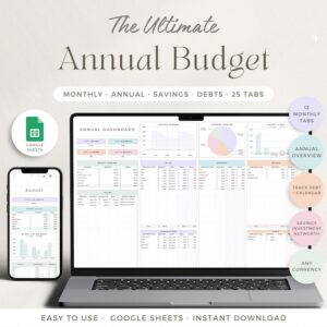 Annual Budget Spreadsheet Google Sheets Monthly Biweekly Family Budget Tracker Bill Calendar Savings and Debt Tracker Couple Budget Planner