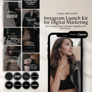 Instagram Launch Kit for Digital Marketing and Digital Products with Master Resell Rights MRR and Private Label Rights PLR Instagram Posts