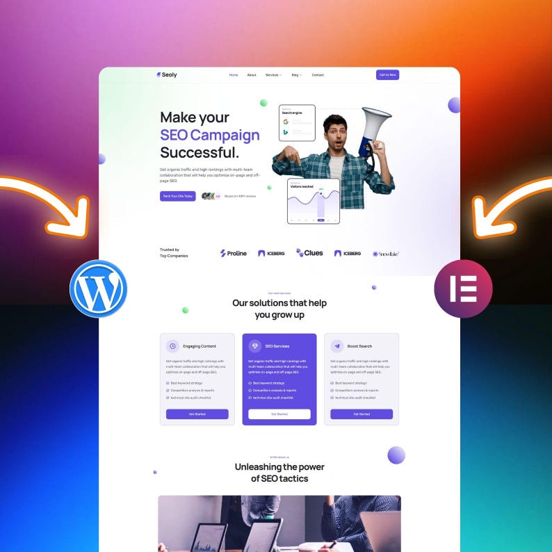 SEO & Digital Marketing Agency Website WordPress Elementor Template Download - Import - Website is LIVE!