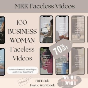 MRR Faceless Reels Aesthetic Business Woman Instagram Posts Social Media Content Library 100 Videos Private Label Rights Master Resell