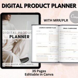 Digital Product Planner With Master Resell Rights MRR And Private Label Rights PLR, Resell Canva Template, Small Business, Digital Marketing