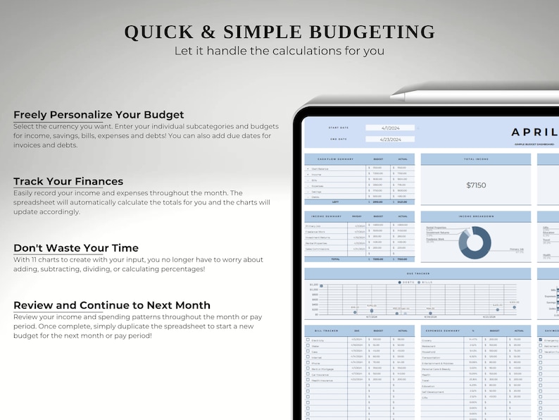 Budget Planner & Expense Tracker | Finance Spreadsheet | Paycheck Tracker | Google Sheets Template Budget Planner & Expense Tracker | Finance Spreadsheet | Paycheck Tracker | Google Sheets Template - Image 3