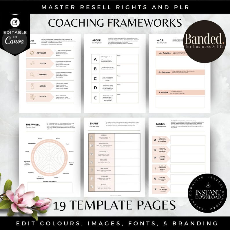 Coaching Tool Templates with Master Resell Rights MRR and PLR, Coaching Worksheet and Brandable Toolkit, Perfect for Coaching Business