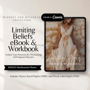 limiting beliefs ebook and workbook with master resell right and private label rights mrr plr digital marketer spiritual coaching resources
