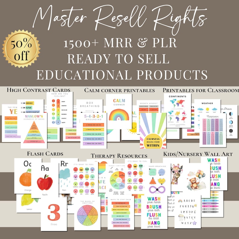 MRR PLR Digital Products Done for You Passive Income Private Lable Rights Educational Resources Printables, Calm Corner