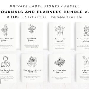 PLR / Resell Journals and Planners Bundle 1 for Commercial Use, Printable and Editable Template, Best Seller Templates, PLR and KDP Interior