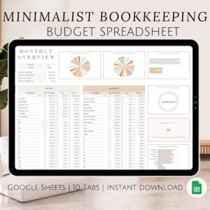 Ultimate Bookkeeping Google Sheets Budget Spreadsheet Monthly and Annual Profit Tracker WFH Personal Finance Small Business for Freelancer