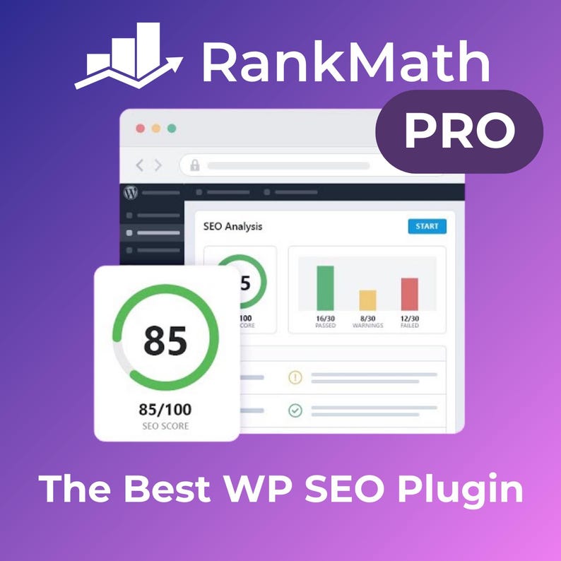 Rank Math Pro WordPress SEO Plugin | Advanced Analysis Tool for WP Websites | Boost Performance, Rankings, Traffic | GPL Version | Lifetime