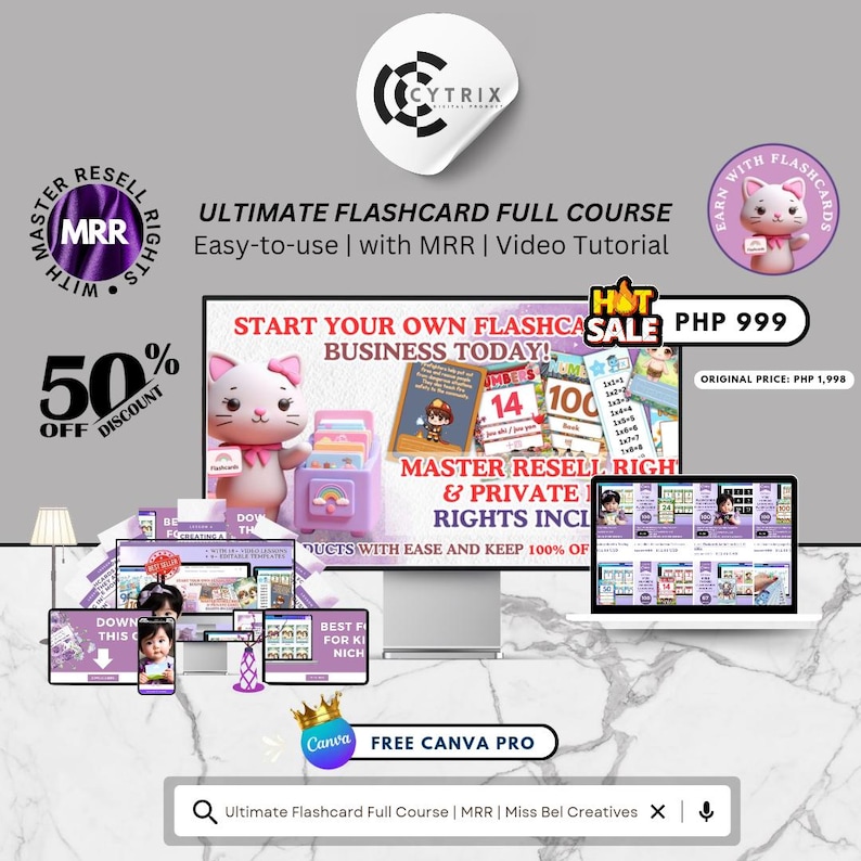 Flash Sale | Done-for-you | Ultimate Flashcard Full Course | Master Resale Rights & Private Label Rights | Miss Bel Creatives