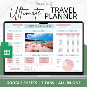 Travel Planner: Digital Travel Planner for Travel Itinerary, Digital Holiday Planner, Holiday Travel Organizer, Travel Budget Google Sheets
