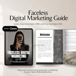 Faceless Digital Marketing Guide w Master Resell Rights MRR and Private Label Rights PLR Product A Done for You eBook DFY Faceless Account
