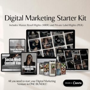 Faceless Digital Marketing Starter Kit Bundle w Master Resell Rights MRR and PLR bundle Digital Marketing mrr digital marketer plr ebook dfy