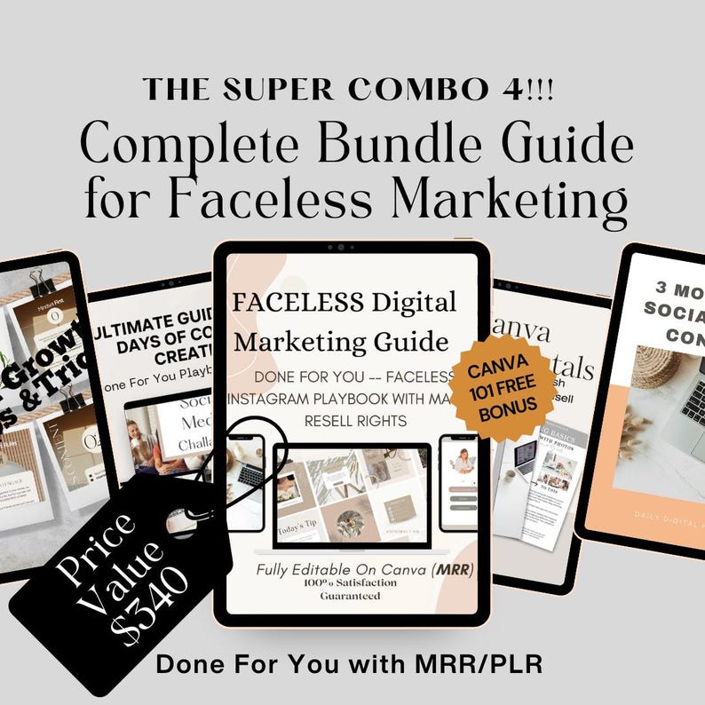 My Entire Store Collection - Faceless Digital Marketing Guides on Instagram. 11 unique guides and playbooks with MRR for Faceless Marketing. My Entire Store Collection - Faceless Digital Marketing Guides on Instagram. 11 unique guides and playbooks with MRR for Faceless Marketing. - Image 2