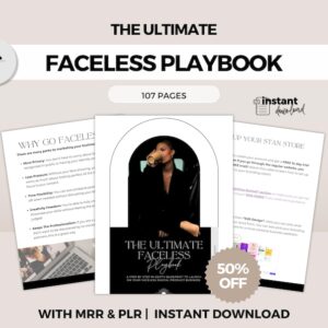 The ultimate faceless playbook for faceless digital marketing, canva templates with mrr & plr, Instagram, Stan store set up, digital product