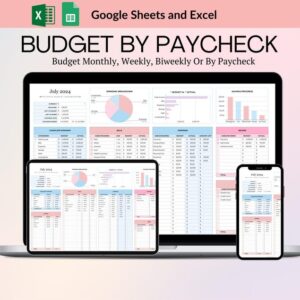 Budget By Paycheck Google Sheets Spreadsheet Monthly Budget Weekly Paycheck Budget Template Biweekly Budgeting Paycheck Expense Tracker