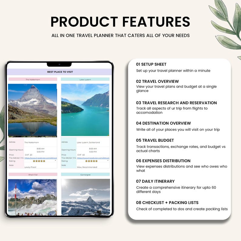Honeymoon Travel Planner Google spreadsheet Family Travel Itinerary budget template Holiday Vacation Organizer Road Trip Planner digital Honeymoon Travel Planner Google spreadsheet Family Travel Itinerary budget template Holiday Vacation Organizer Road Trip Planner digital - Image 2